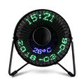 Mini Desktop USB LED Clock Cooling Fan Portable Realtime Calendar Temperature Display Fan for Home Office - Needs Store