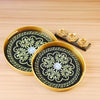 Modern Design Round Serving Tray | Set of 2 ( Black & Gold )