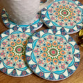 Multi Colour Moroccan Drink Coasters with Thin Cork Bottom | Moisture Absorbing Stone Coasters | Table Scratch or Stain Protection for Cup or Glasses - Needs Store