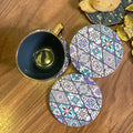 Multi Pattern Turkish Drink Coasters with Thin Cork Bottom | Moisture Absorbing Stone Coasters | Table Scratch or Stain Protection for Cup or Glasses - Needs Store