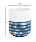Nordic Style Cylindrical Geometric Pattern Blue and White ceramic Flower Vase | Planter Pot - Needs Store