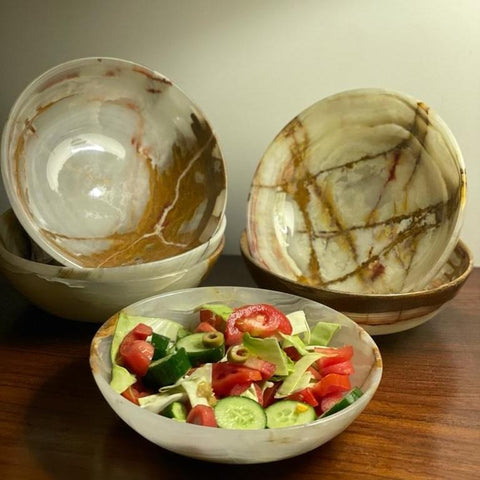Onyx Marble Serving Bowl – Natural Tones & Pattern - Needs Store