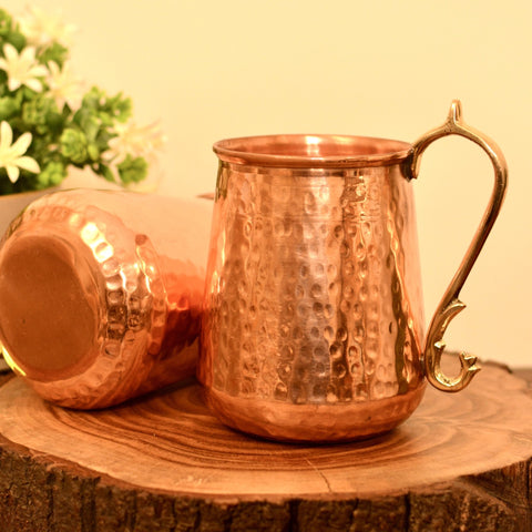 Oriental Copper Mug (750 ml) - Hand Crafted & Hammered Pure Copper - Needs Store