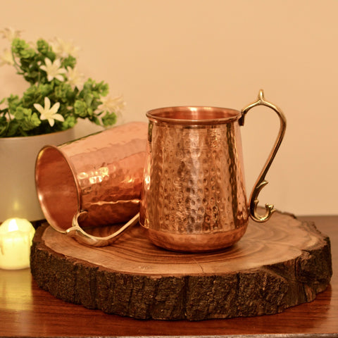 Oriental Copper Mug (750 ml) - Hand Crafted & Hammered Pure Copper - Needs Store