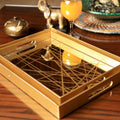 Pair of Abstract Design Gold Mirror Vanity Tray | Organizer Tray | Décor Tray - Needs Store