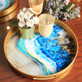 Pair of Blue And Gold Geode Design Serving Tray | Organizer Tray | Décor Tray - Needs Store