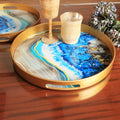 Pair of Blue And Gold Geode Design Serving Tray | Organizer Tray | Décor Tray - Needs Store