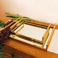 Pair of Gold Mirror Vanity Tray With Handles | Organizer Tray | Décor Tray - Needs Store