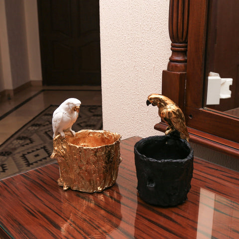 Pair of Parrot Figurine with Pot Centre Piece | Home Decoration Pieces - Needs Store
