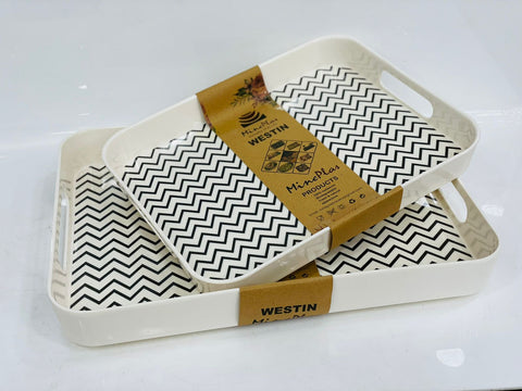 Pair Of Zebra Pattern Serving Tray - Needs Store