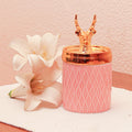 Pink n Gold Reindeer Ceramic Jar | Storage Jar | Candy Jar | Home Décor - Needs Store