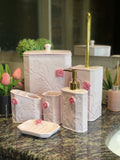 Pink Rose Bathroom Accessories Set - 6 pcs - Needs Store