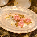 Pink Rose With Gold Stem Bathroom Set | Bath Accessories | Tumblers Set - 6 pcs - Needs Store