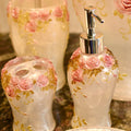 Pink Rose With Gold Stem Bathroom Set | Bath Accessories | Tumblers Set - 6 pcs - Needs Store