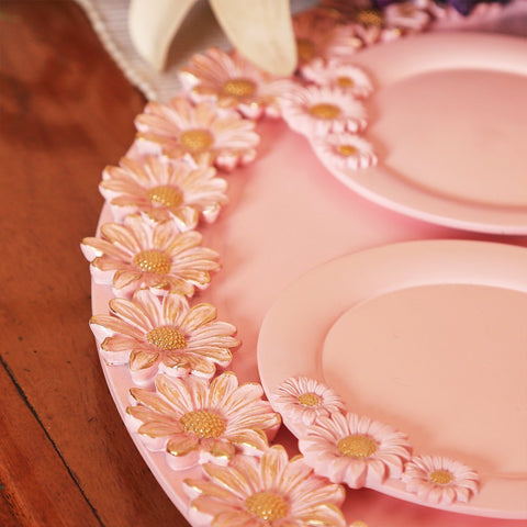 Pink Tray With Set Of 6 Drink Coasters | Decorative Coffee Tea Tray Set | Coasters Set - Needs Store