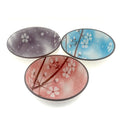 Porcelain Sakura Floral Colourful JAPANESE Bowls Hand-Painted - [Set of 3] - Needs Store