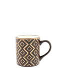 Rhombus Pattern Mug - Brown And Gold - Needs Store