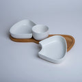 Serving Dish Set With Bamboo Wooden Base - Needs Store