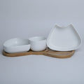 Serving Dish Set With Bamboo Wooden Base - Needs Store