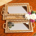 Set of 3 Vintage Gold Mirror Vanity Tray With Handles | Organizer Tray | Décor Tray - Needs Store