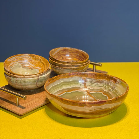 Spanish Marble Serving Bowls | Set of 7 | Soup/Salad Bowl – serving bowls in Pakistan - Needs Store