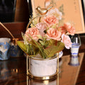 Sparrow Flower Pot With Plant For Table top | Desk | Vanity | Home Décor - Orange Flowers - Needs Store