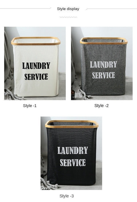 Square Bamboo Fabric Laundry Basket - Needs Store