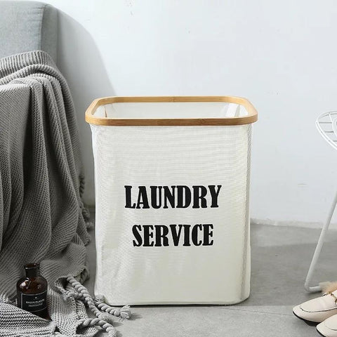 Square Bamboo Fabric Laundry Basket - Needs Store