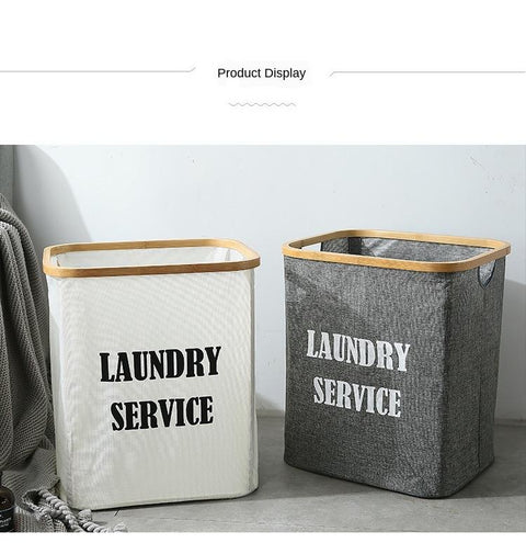 Square Bamboo Fabric Laundry Basket - Needs Store