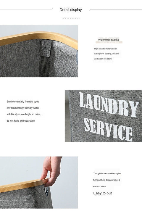 Square Bamboo Fabric Laundry Basket - Needs Store
