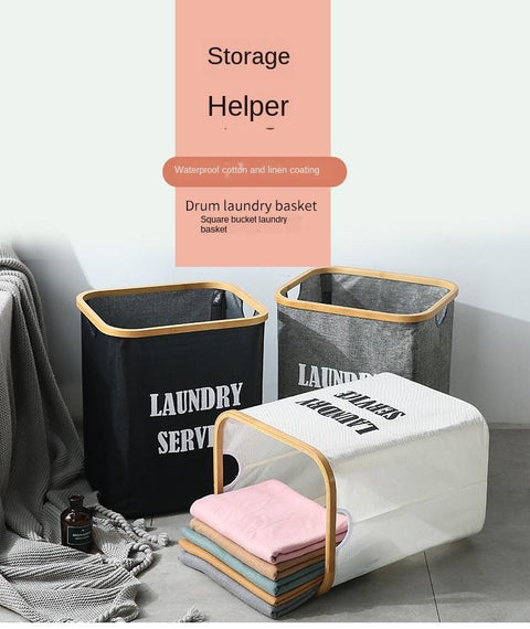 Square Bamboo Fabric Laundry Basket - Needs Store