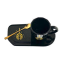 "Starbucks" Mug with Serving Dish and Spoon - Black - Needs Store