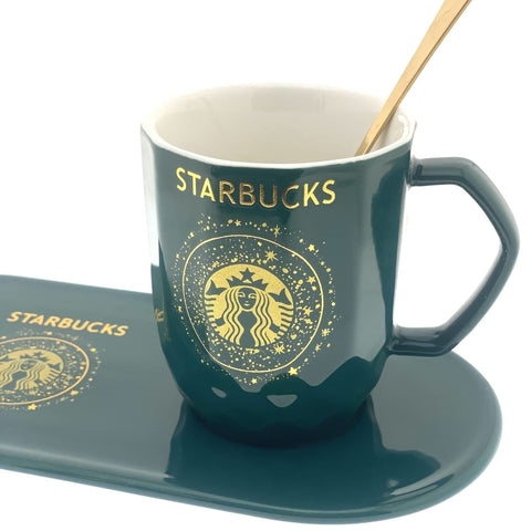 "Starbucks" Mug with Serving Dish and Spoon - Green - Needs Store