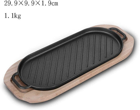 Steak Cast Iron Pan / Grill Pan /Cooking Plate with Wooden Tray - Needs Store