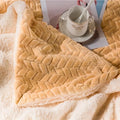 Striped Super Soft Sherpa Blanket - BEIGE - KING (79inch*91inch) - Needs Store