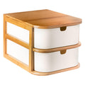 Tessie & Jessie Bamboo Wood Storage Box With 2 Drawers - White - Needs Store