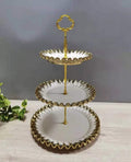 Three Tiered Serving Tray & Platter - White & Gold | Home Decor Trays - Needs Store