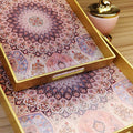 Traditional Design Rectangular Serving Trays | Set of 2 ( Purple & Gold ) - Needs Store
