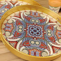 Traditional Design Round Serving Tray | Set of 2 (Multicolored) - Needs Store