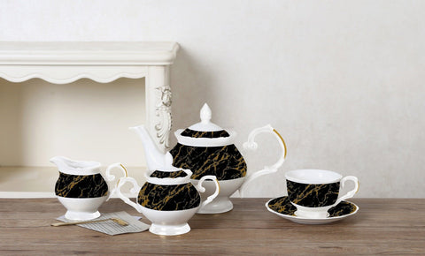Traditional Design Tea Set - Black - Needs Store
