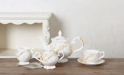 Traditional Design Tea Set - White - Needs Store