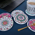 Turkish Art Tea Coasters with Cork Base - Set of 06 Coasters - Needs Store