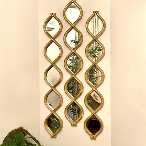 Venetian Design Open End Mirrored Wall Art Strips | 3pcs | 39-Inches - Needs Store
