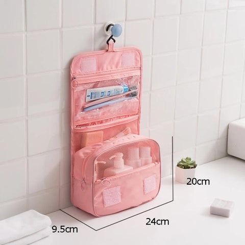 Dimensions of Pink Travel Cosmetics Bag - Needs Store