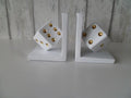 White Dice Bookend Set - Needs Store