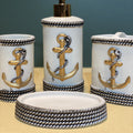 White n Gold Anchor Bathroom Accessories Set - 4 pcs - Needs Store