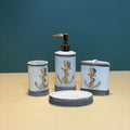 White n Gold Anchor Bathroom Accessories Set - 4 pcs - Needs Store