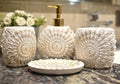 White n Gold Chrysanthemum Bathroom Accessories Set - 4pcs - Needs Store