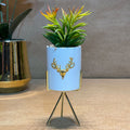 White Reindeer Pot With Plant For Table top | Desk | Vanity | Home Décor - Sky Plant - Needs Store