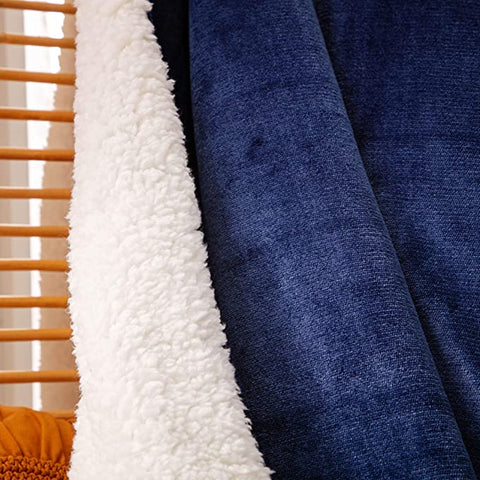 Winter Sherpa Throw Blanket Super Soft Reversible Ultra Luxurious Plush Blanket - Navy Blue - Needs Store
